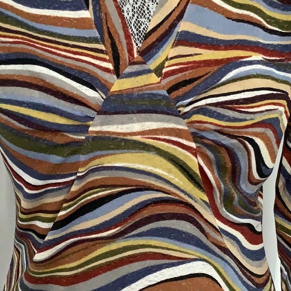 Brown and Black Long Sleeve Fitted Blouse, Size M - Picture 3 of 8